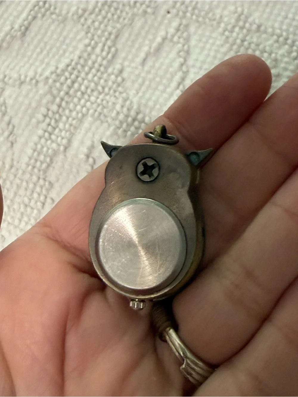 Vintage Owl Pendant Watch Bronze Tone Wings Open Quartz Novelty Clock Necklace